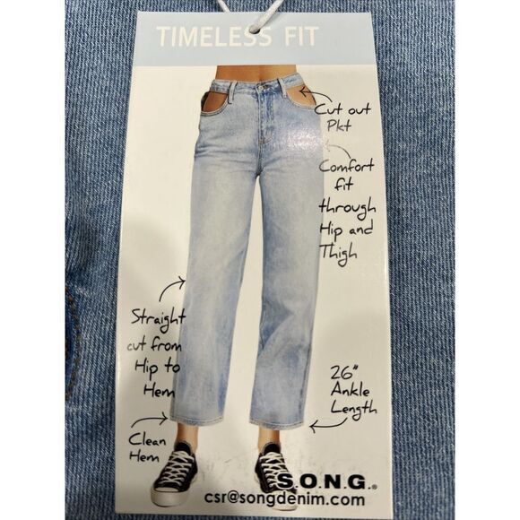 Denim - SONG Comfort Vintage Stretch Jeans Women 13/31 Blue‎ Cut Out Pocket Ankle Length